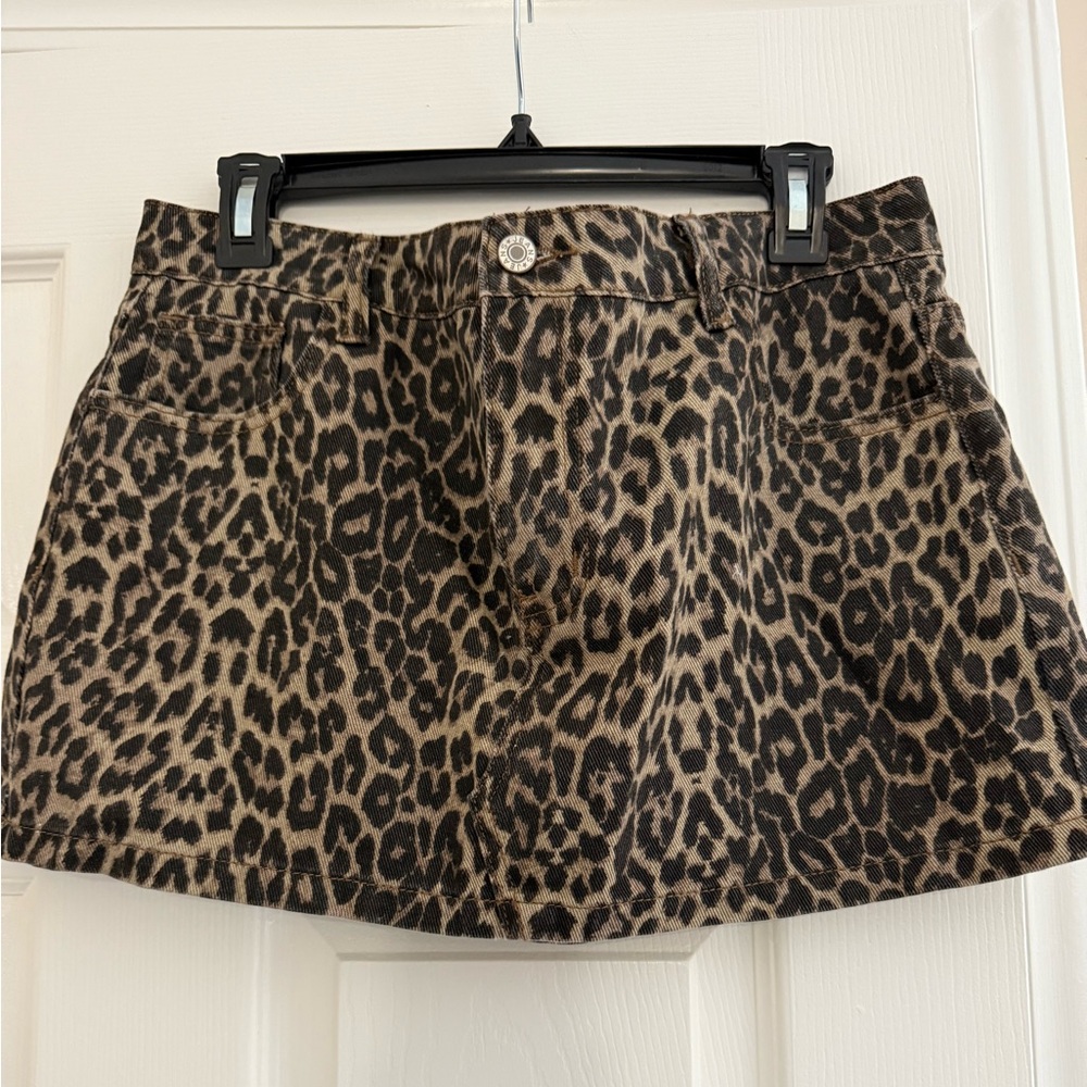 Brown and Black Skater Mini Skirt for Night Out